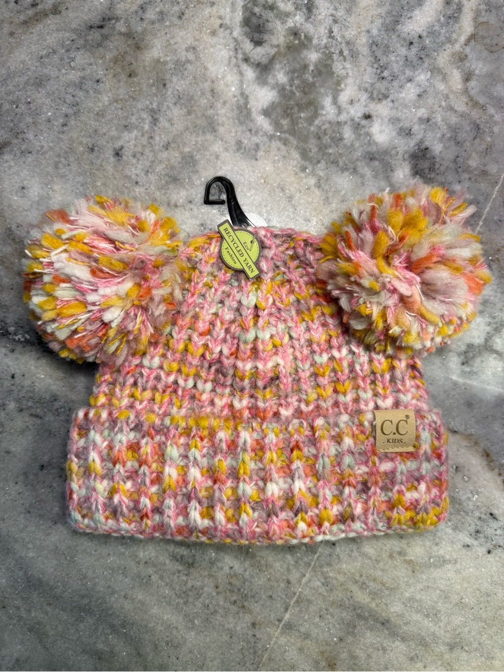 CC Kids Pink Multicolor Pom Pom Beanie